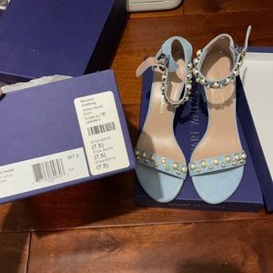 Stuart Weitzman PearlyNude Blue Suede 7.5